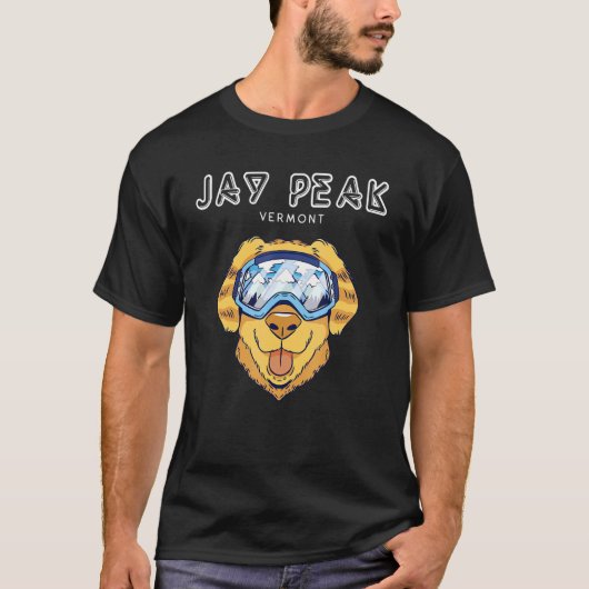 T-shirt Jay Peak Vermont - Funny Chien Ski Googes (Devant)