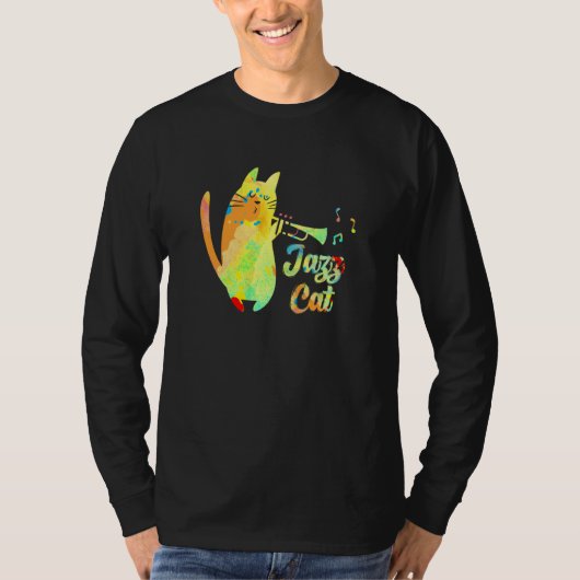 T-shirt Jazz Cat Cat Playing Trumpet Kitten Musician (Devant)