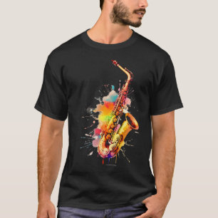 T-shirt Jazz coloré Saxophone Player