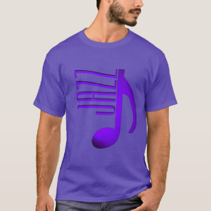 T-shirt Jazz Élégant Note De Musique Bleu Violet Police Mi