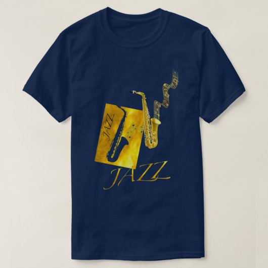 T-shirt Jazz Sax Saxophone Gold (Design devant)