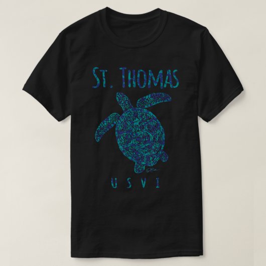 T-shirt JCombs St. Thomas, USVI, Tortue de mer, Plage (Design devant)