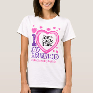 T-shirt Je aime ma petite amie Saint-Valentin Photo coeurs