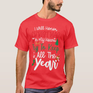 T-shirt Je célébrerai Noël dans mes vêtements de cœur Mery