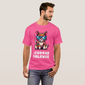 T-shirt Je choisis Violence Funny Chat avec Cigar Sarcasti (Devant entier)