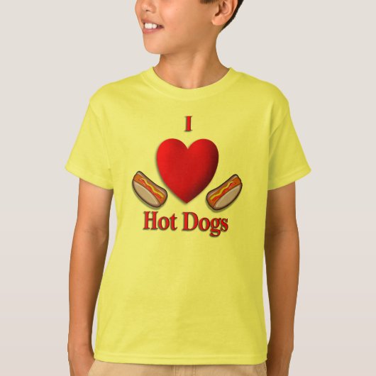 T-shirt Je Coeur Chiens Chauds (Devant)
