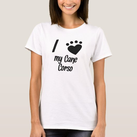 T-shirt Je Coeur Mon Corso Canne (Devant)
