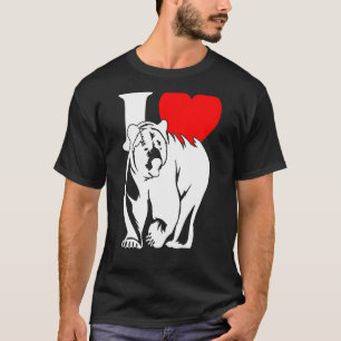 T-shirt Je Coeur Ours Mignonne J'Aime Ours Grizzly Ours