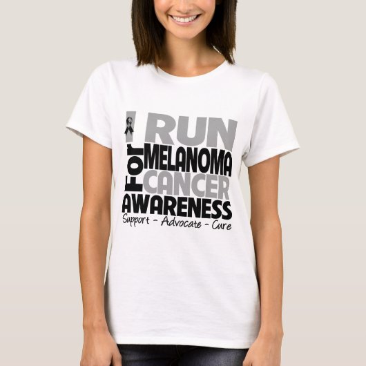T-shirt Je cours pour la conscience de mélanome (Devant)