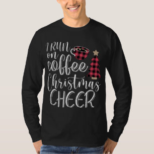 T-shirt Je Cours Sur Café Et Noël Joyeux Joyeux Joyeux Xm