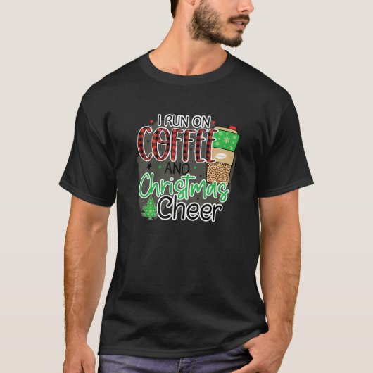 T-shirt Je Cours Sur Café Et Noël Soirée Festive Drôle (Devant)