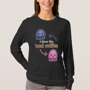 T-shirt Je Cours Sur Du Café Glacé Cute Octopus Réversible