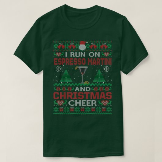 T-shirt Je Cours Sur Espresso Martini Et Noël Joyeux Vilai (Design devant)