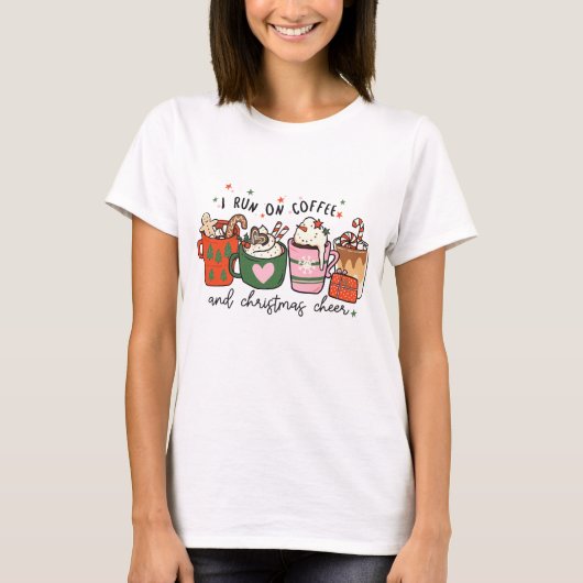 T-shirt Je cours sur le café Noël Soir drôle Noël (Devant)