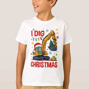 T-shirt Je creuse Noël Garçon Enfant Excavatrice Mignon X