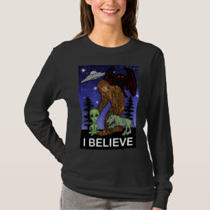 T-shirt Je crois Big Foot Alien Mothman UFO Chupacabra