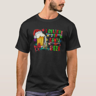 T-shirt Je Crois En Père Noël Et Bière Cadeaux De Noël PJ 