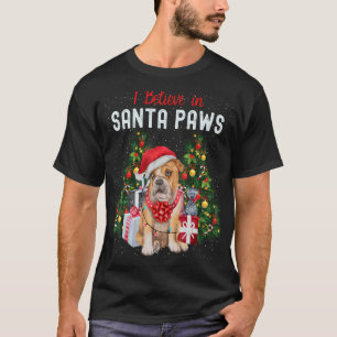 T-shirt Je Crois En Père Noël Paws Bulldog Maigre Bulld Xm