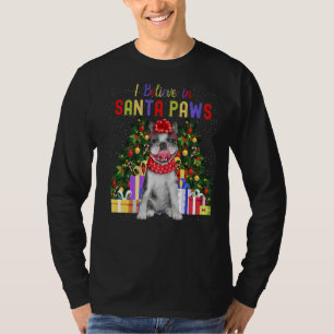 T-shirt Je Crois En Père Noël Paws Mignon Chien De Fer Fra