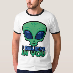 T-shirt Je crois en toi, ami alien de dessin animé