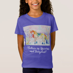 T-Shirt Je Crois En Unicorns Femmes Aquarelle T Chemise