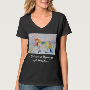 T-shirt Je Crois En Unicorns Femmes Aquarelle T Chemise