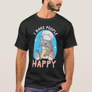 T-shirt Je Cuis Les Gens Heureux Chef Feline Chat Cuisson 