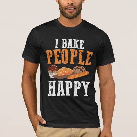 T-shirt Je Cuis Les Gens Heureux Chef Pâtissier Baker (Devant)