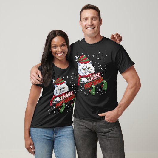 T-shirt Je déteste Chat Matin Kitten Angry Elf Cat Grumpy  (Unisexe)