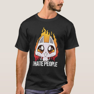 T-shirt Je Déteste Les Gens Chat Kittie Flames Mal Kitten