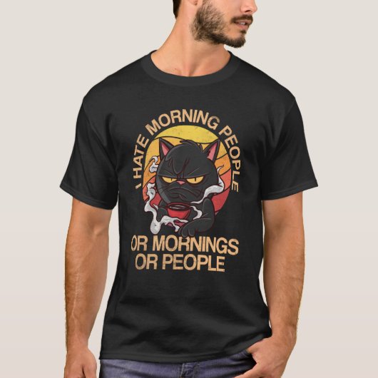 T-shirt Je Déteste Les Gens Et Les Matins Drôle Chat Catlo (Devant)