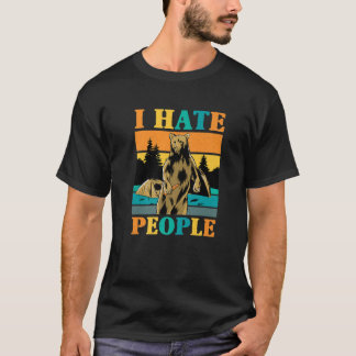 T-shirt Je Déteste Les Gens Je Drôle Camping Vintage Trekk
