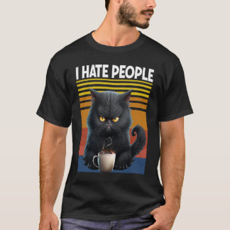 T-shirt Je Déteste Les Gens Présentent Matin Les Gens Café