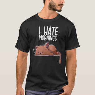 T-shirt Je déteste les matins Chat Chaton Endormi Sommeil 