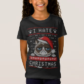 T-Shirt Je déteste les Noël Funny Chat en colère Chat laid (Devant)