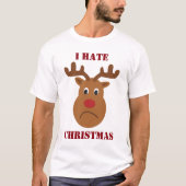 T-shirt Je déteste Noël triste renne (Devant)