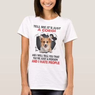 T-shirt je déteste tout le monde sauf un corgi aide le pem