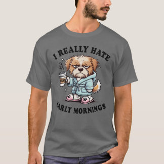 T-shirt Je déteste vraiment les petits matins drôle amateu