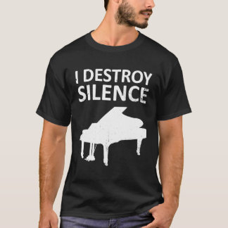 T-shirt Je détruit Silence Funny Piano 1