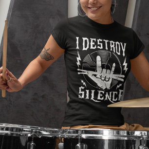 T-shirt Je détruit Silence Music Band Beat Drummer
