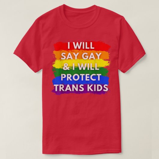 T-shirt Je dirai gay et je protégerai les enfants trans Fe (Design devant)