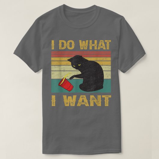 T-shirt Je Fais Ce Que Je Veux Cat Café Noir Chat Rouge Co (Design devant)