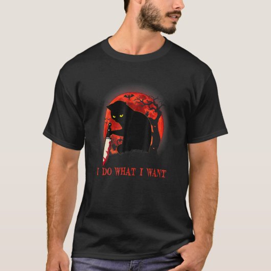 T-shirt Je Fais Ce Que Je Veux Chat D'Halloween Meurtrier  (Devant)