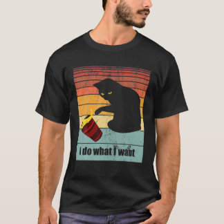 T-shirt Je Fais Ce Que Je Veux - Chat Noir Avec Vint Yello