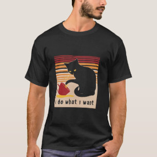 T-shirt Je fais ce que je veux Chat Vintage Chat Noir Aime