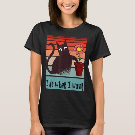 T-shirt Je fais ce que je veux. Drôle chat rebelle frappan (Devant)