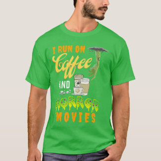 T-shirt Je fonctionne au café et aux films d'horreur amie