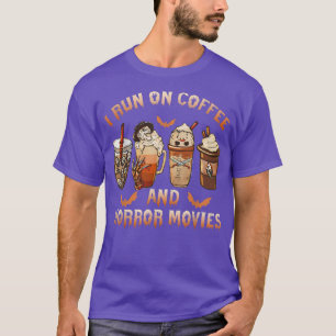 T-shirt Je fonctionne au café et aux films d'horreur Hallo
