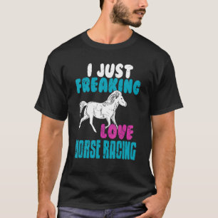 T-shirt Je Freaking Love Horse Racing Retro Cool Pre