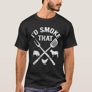T-shirt Je fume cette vache de poulet cochon, barbecue Hau